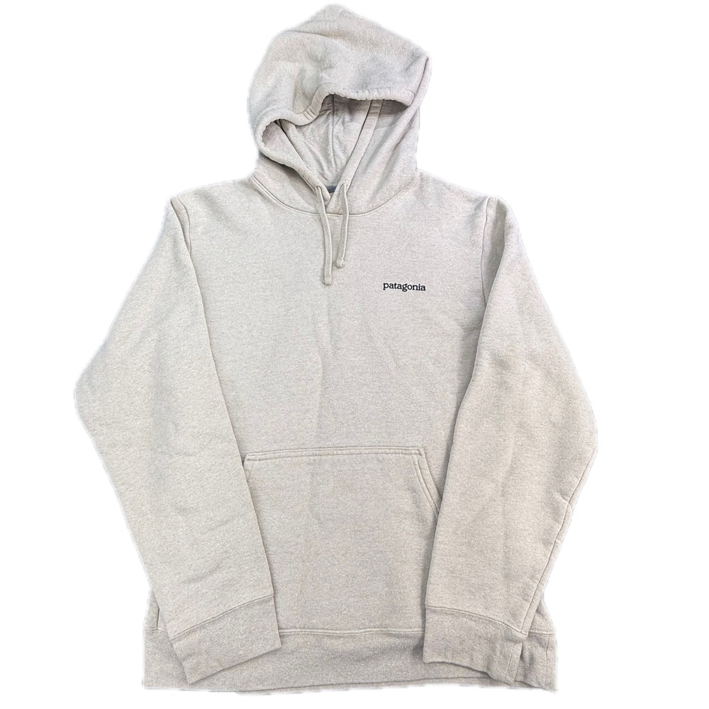 Patagonia Uprisal Hoodie Mens M Tan Fitz Roy Logo Pullover Sweatshirt